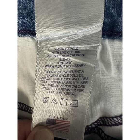 NYDJ Jeans Womens Size 12 Blue Cropped Bedazzled Cuffed Stretch - Picture 15 of 15